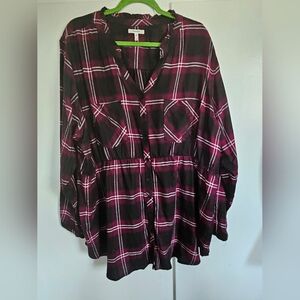 Maurice's plus size flannel baby doll style long-sleeved shirt size 3x